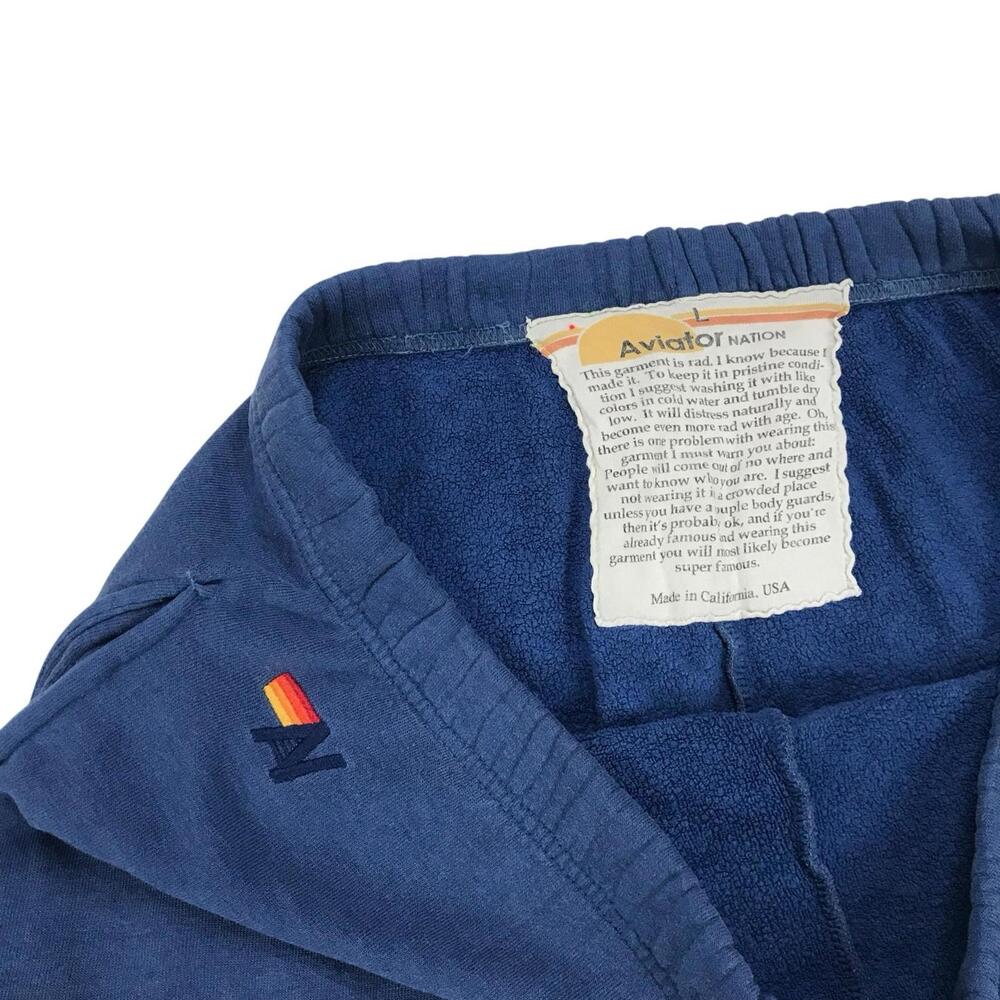 AVIATOR NATION Sweatpants Womens Large L Blue Rainbow Stitch Sweats Jogger Pants - Picture 4 of 5